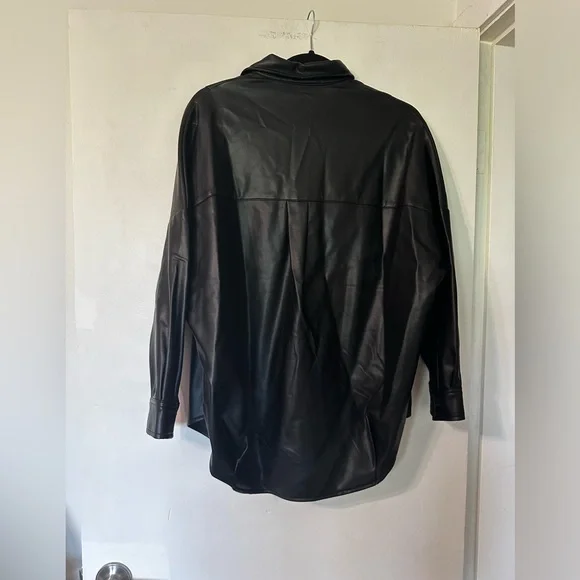 French Connection Faux Leather Long Sleeve Top - Picture 11 of 16